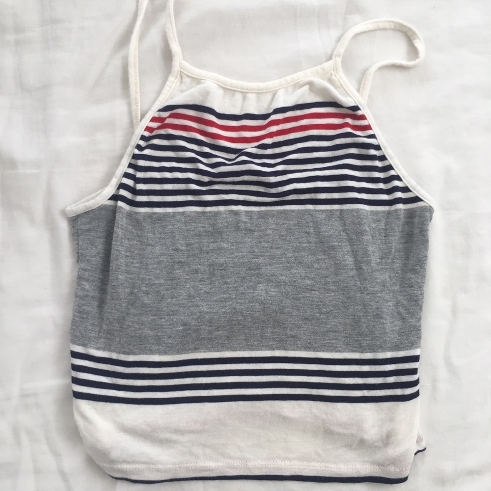 Brandy Melville striped red navy white grey tank